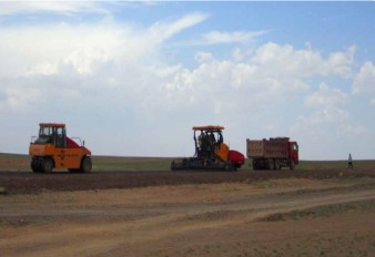 SANY paver in Mongolian road construction