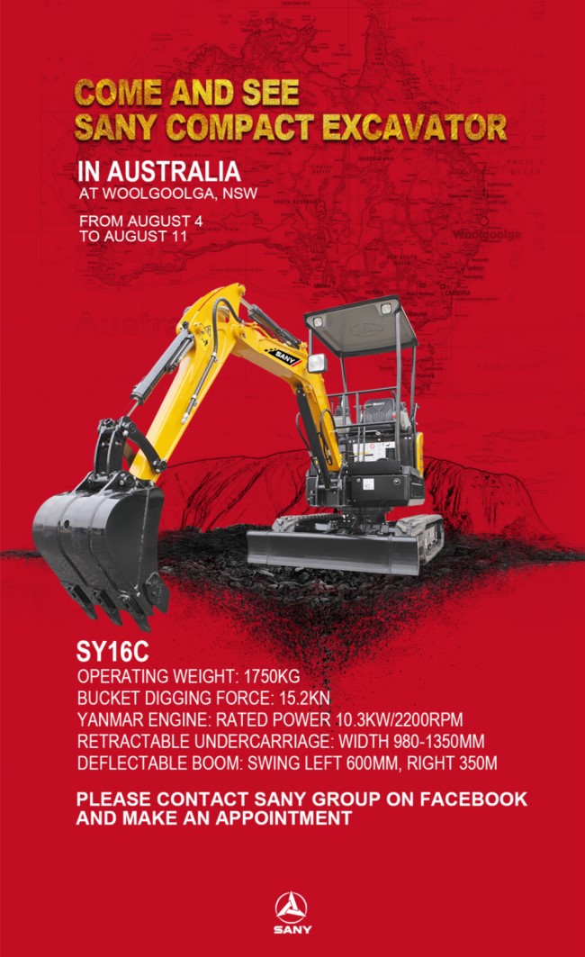 COME AND SEE SANY SY16C EXCAVATOR IN AUSTRALIA