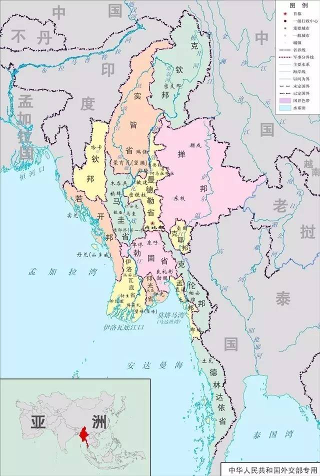 The map of Myanmar