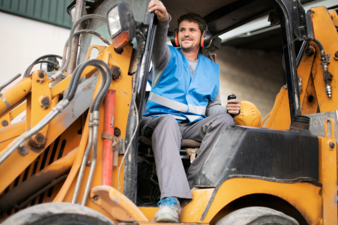 Excavator digging soil