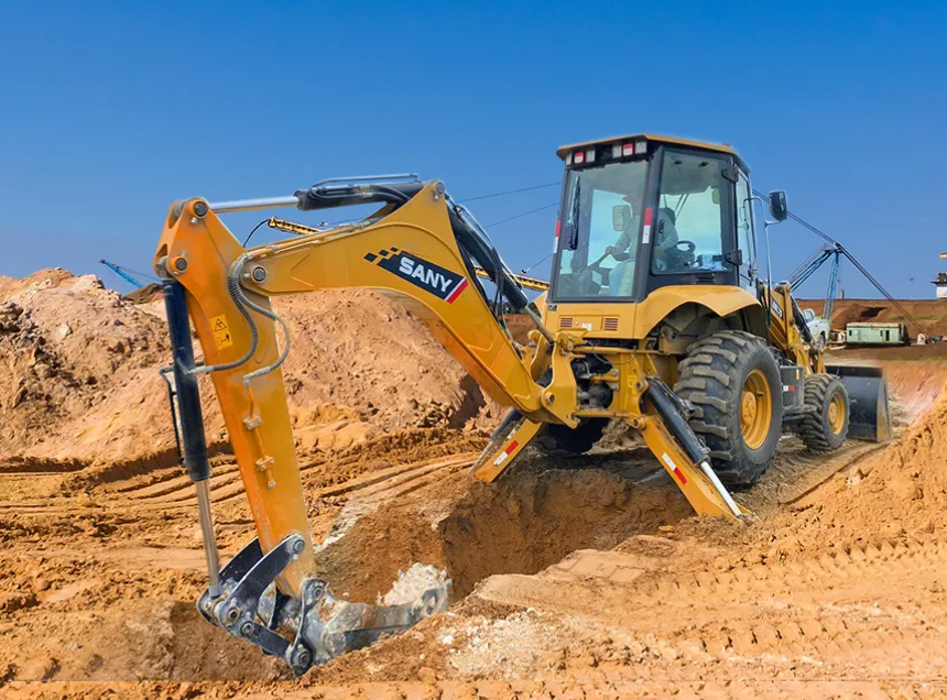 Backhoe loader working site