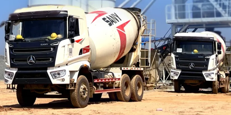 Concrete Mixer Trucks under construction