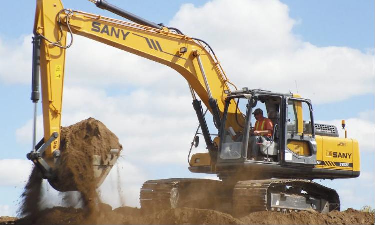 Excavator in action