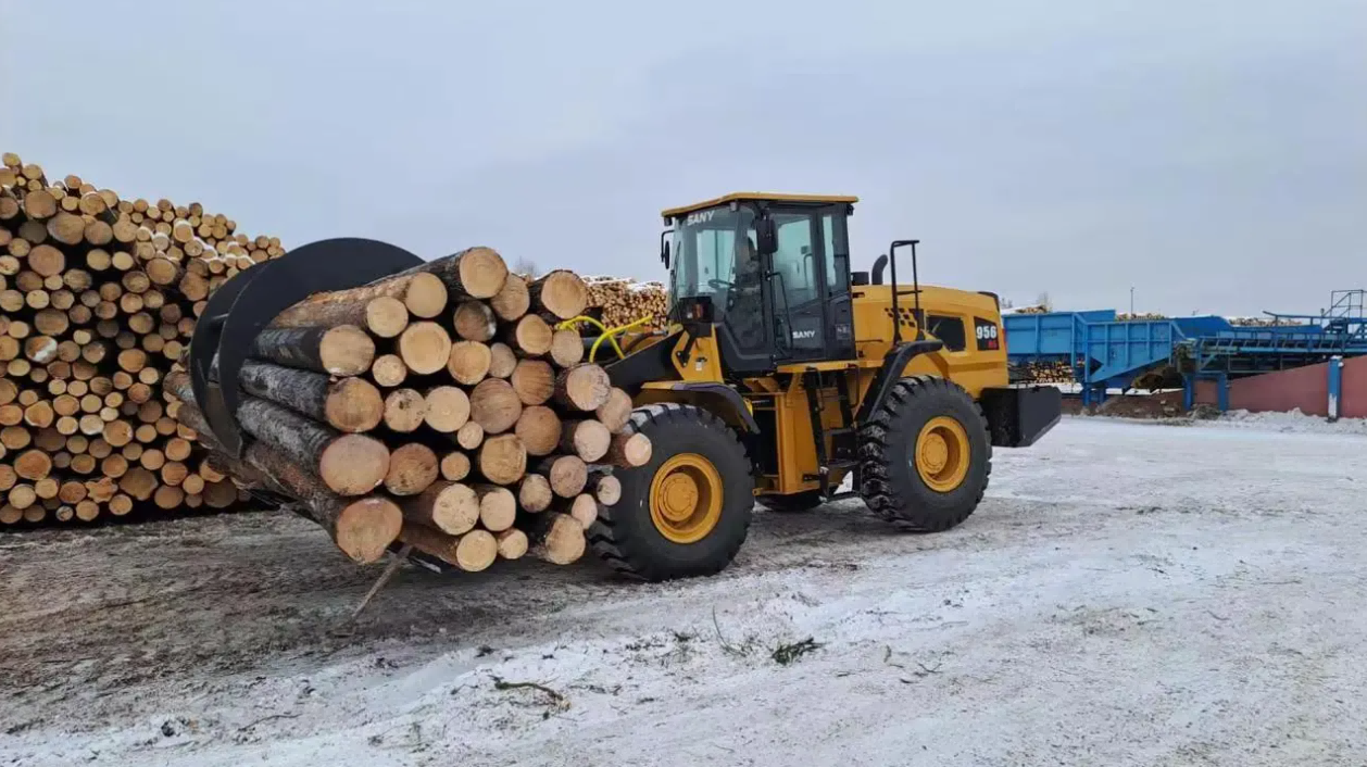 SANY skid steer loader parked on the road