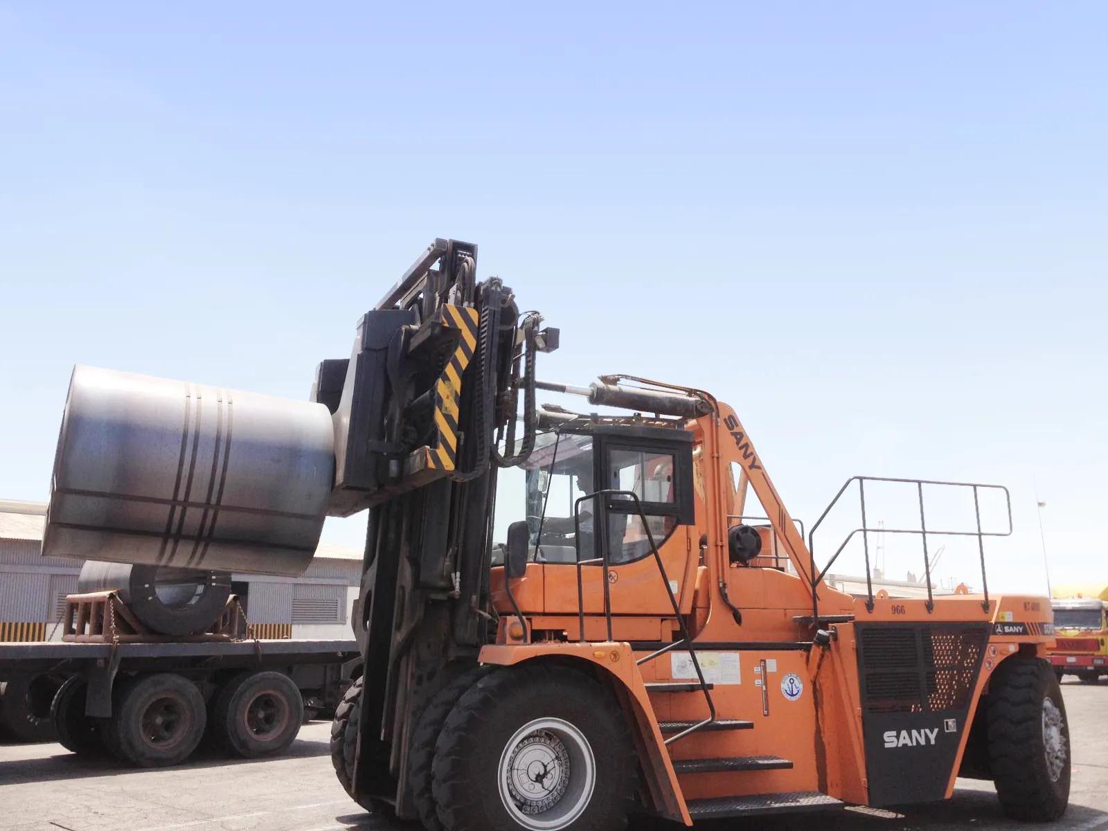 A forklift truck in operation