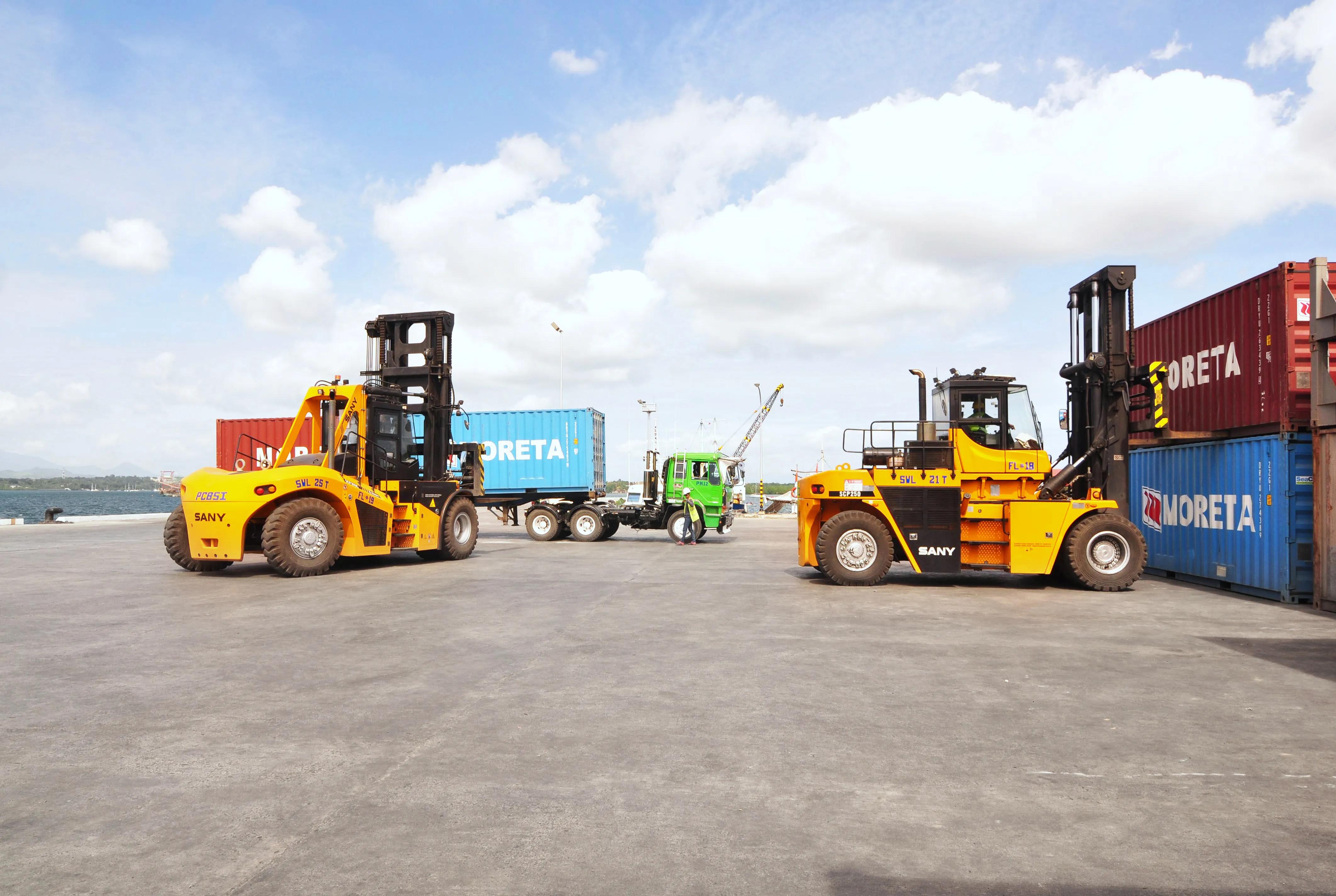 A forklift truck in operation