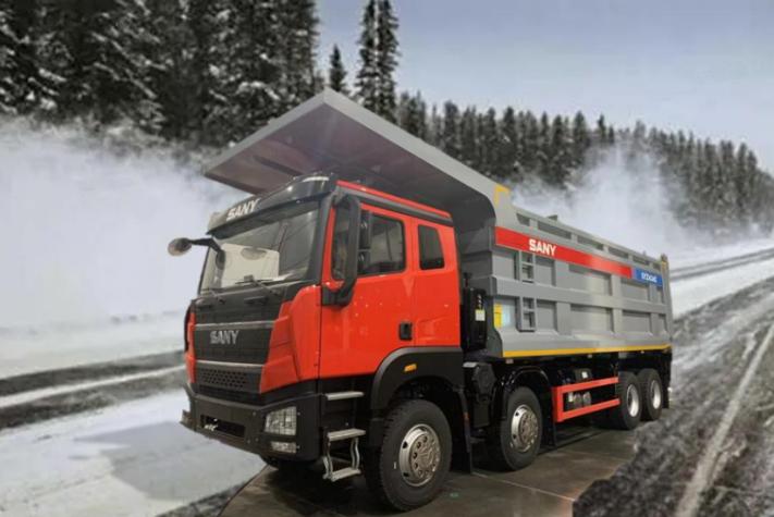 Dump truck in operation