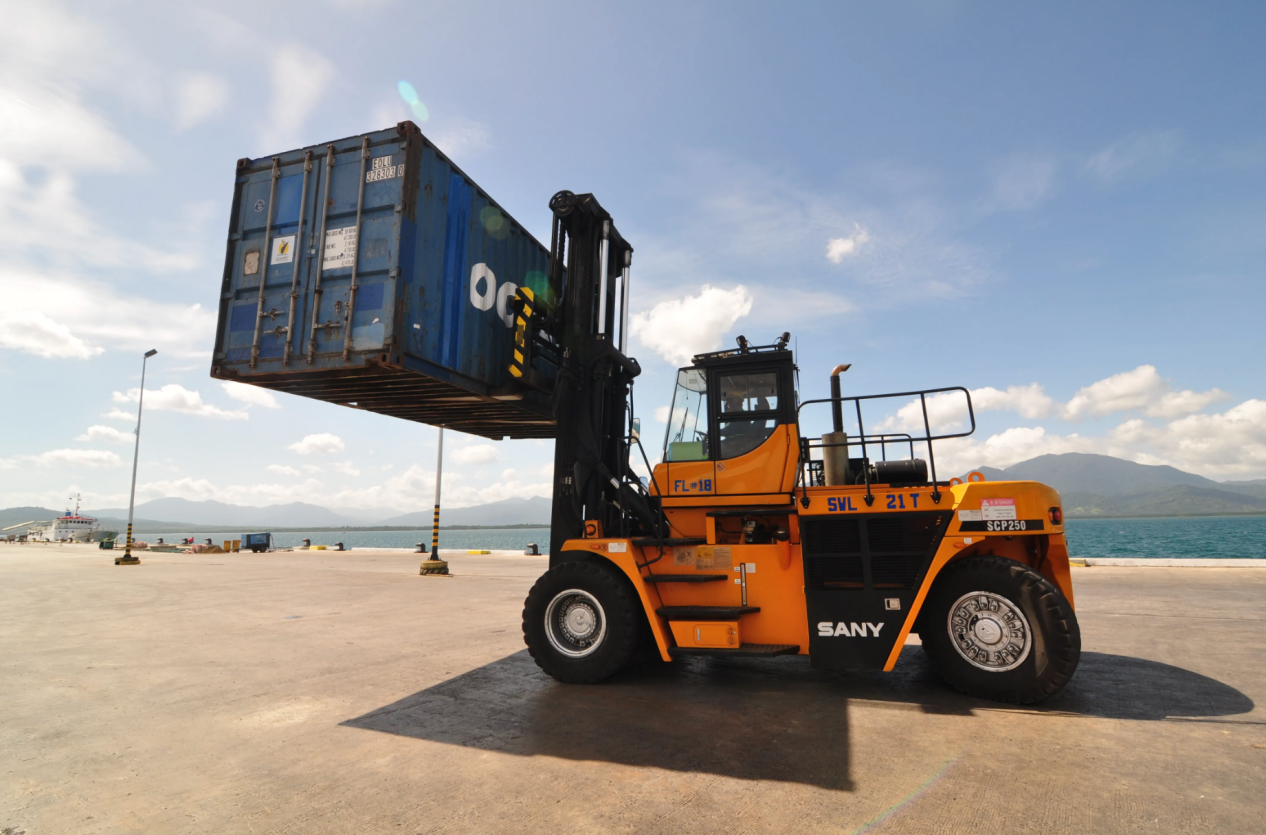 Forklift truck in operation