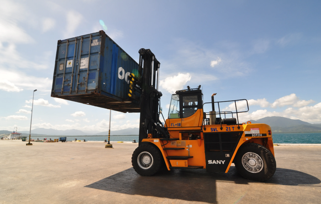 Forklift truck in operation