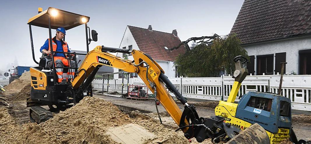 An excavator at a construction site