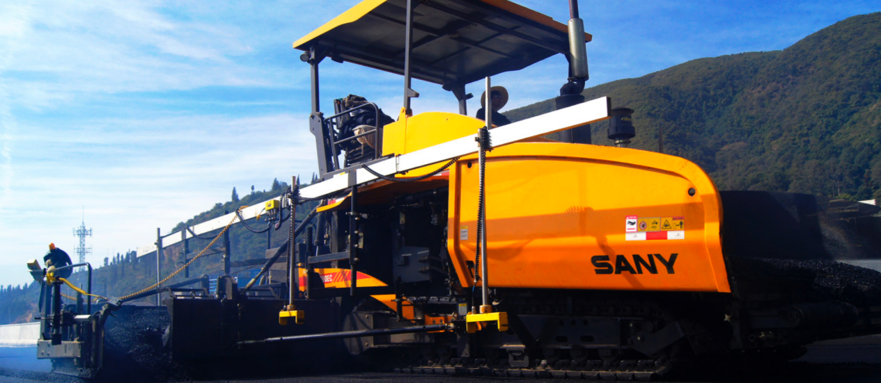 SANY asphalt paver in road construction
