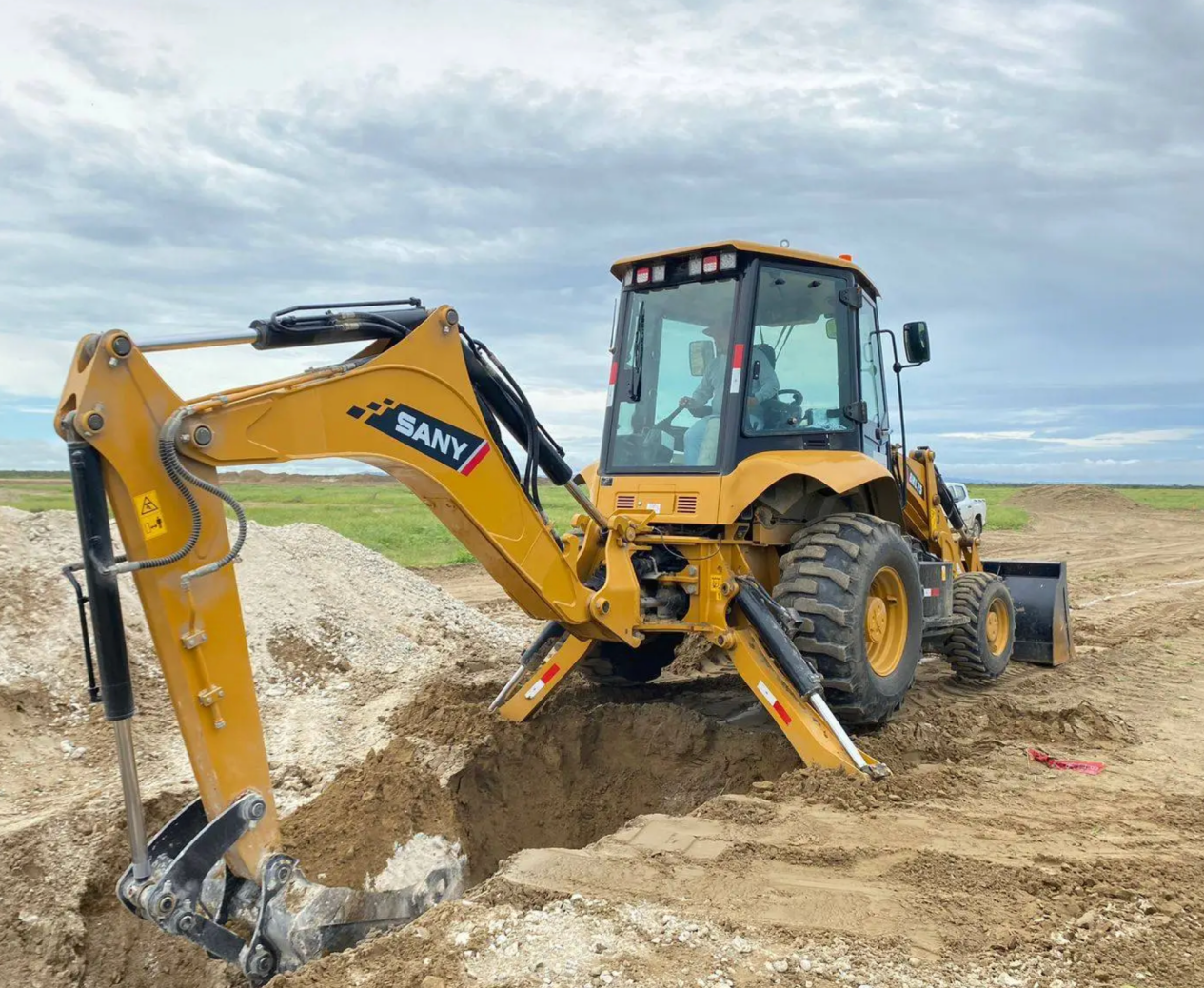 SANY backhoe loader in operation