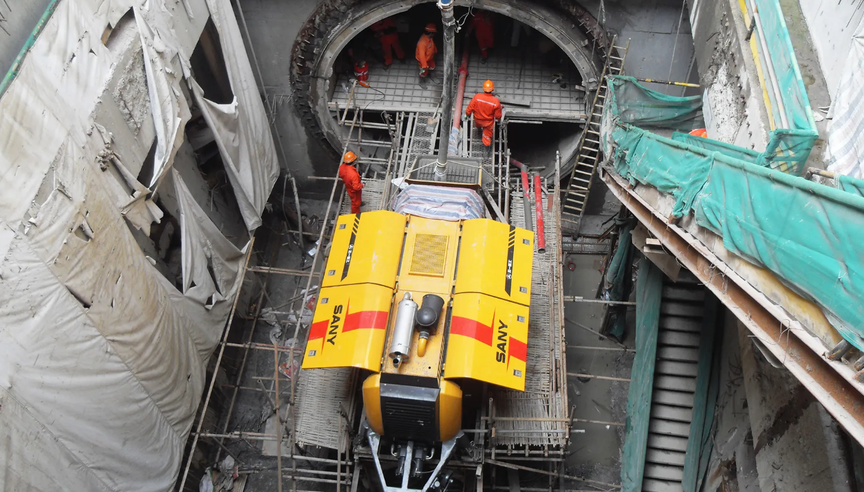 SANY Trailer Concrete Pump at the construction site