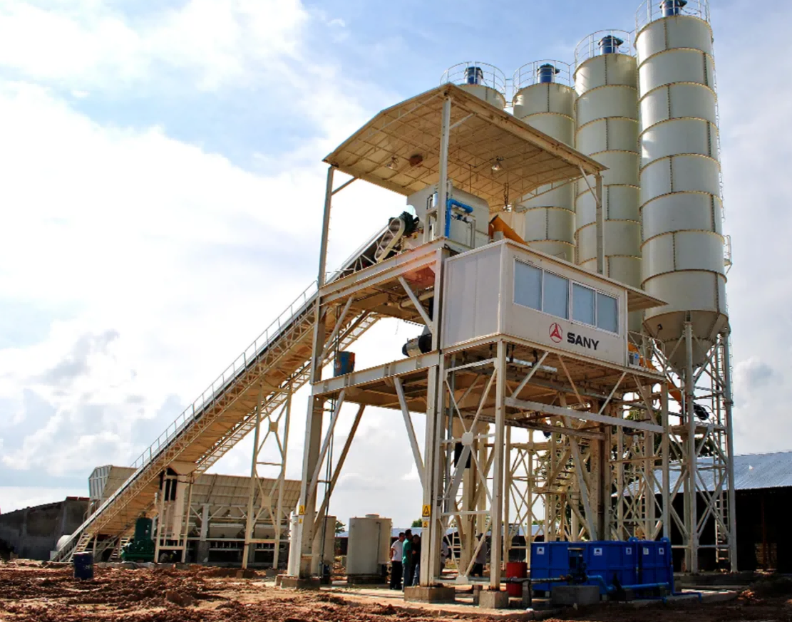 SANY compacted skip batching plant in operation