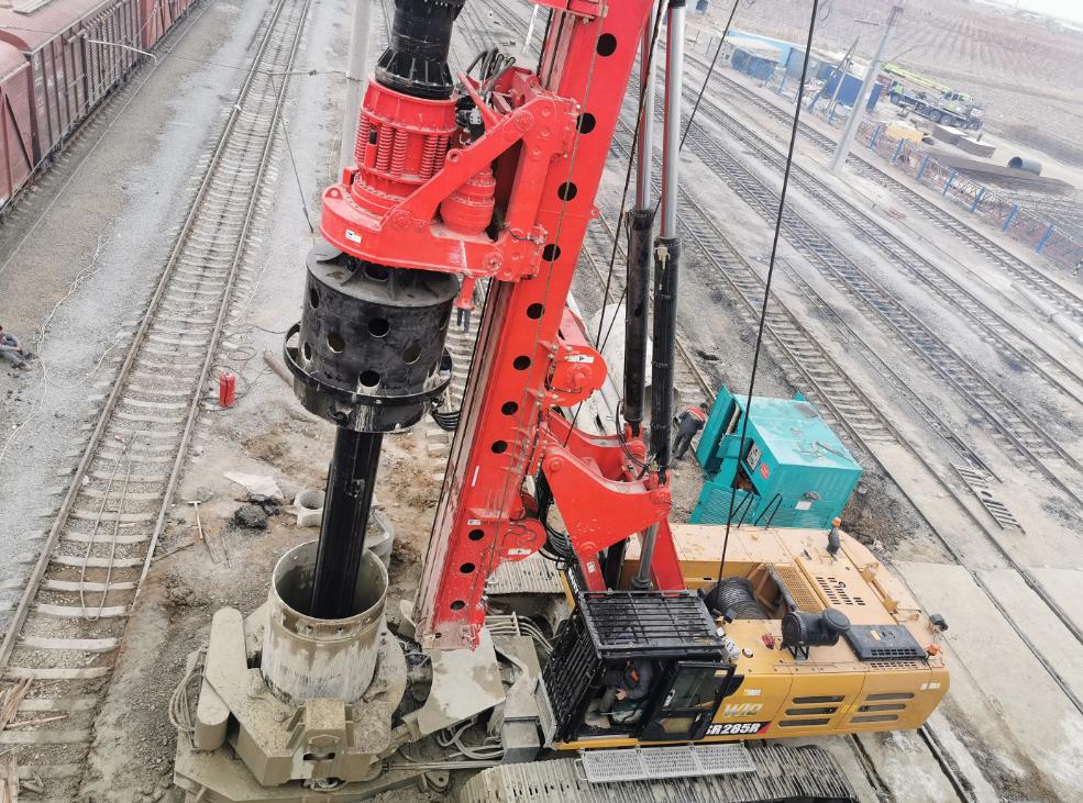 Mining equipment currently engaged in rotary drilling